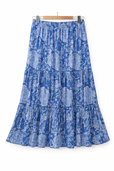 Nihomall20 Γυναικεία μακριά φούστα από σιφόν ''JULİDE'' με 3 στρώσεις, ελαστι...