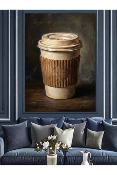 Artmeg Pânză decorativă cu plăceri de cafea fierbinte într-un pahar de carton...