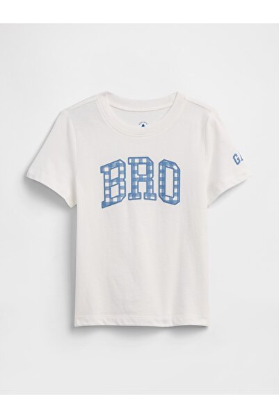 GAP Erkek Bebek Kırık Beyaz Grafik Baskılı T-Shirt
