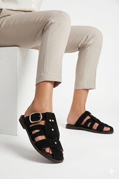 StWenn Γυναικείες παντόφλες με πλεκτό λουράκι και αγκράφα, άνετη σόλα, κομψές...