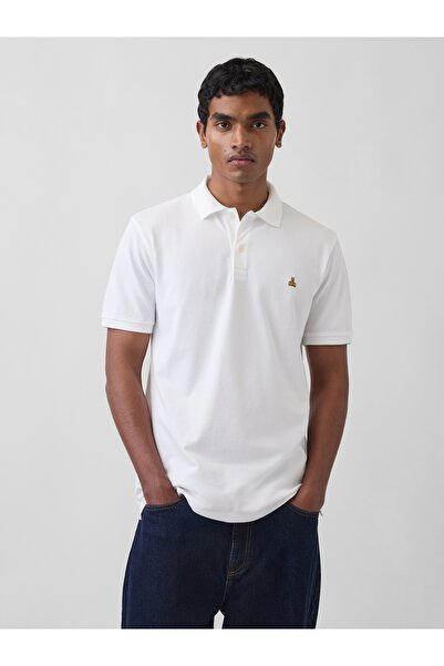 GAP Erkek Beyaz Brannan Bear Stretch Pique Polo T-Shirt