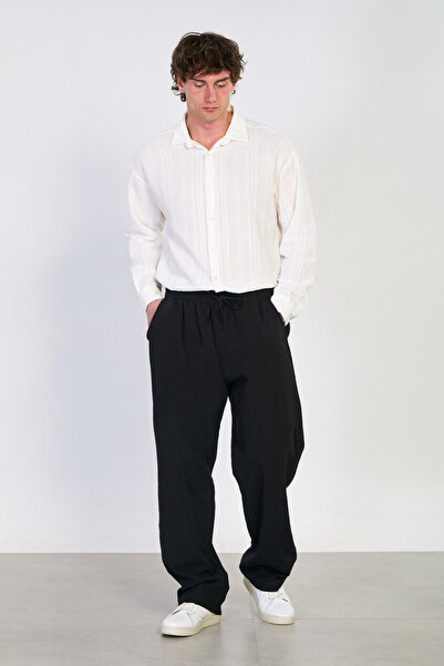 BARRELS AND OIL Ανδρικό παντελόνι σε ρευστή γραμμή - Μαύρο