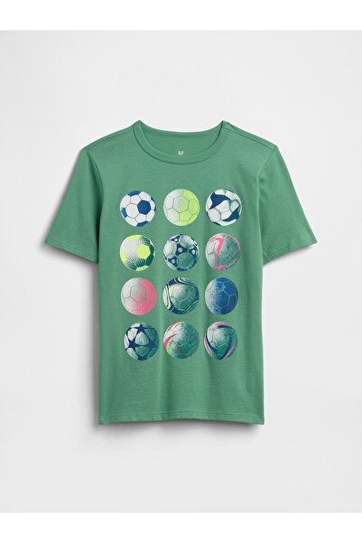GAP Erkek Çocuk Açık Yeşil Grafik Baskılı T-Shirt