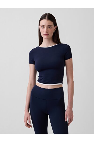 GAP Kadın Koyu Mavi GapFit Smooth Reversible Wrap Crop T-Shirt