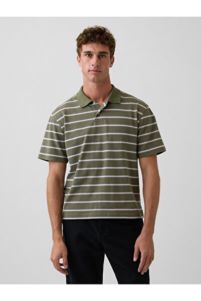 GAP Erkek Yeşil Relaxed Pique Polo T-Shirt