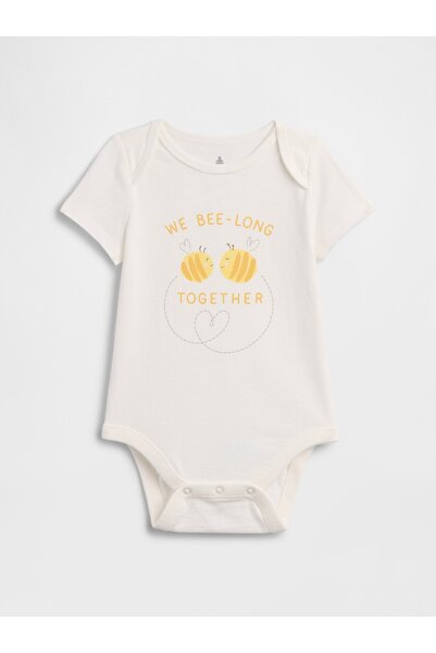 GAP Bebek Kırık Beyaz Grafik Baskılı Bodysuit