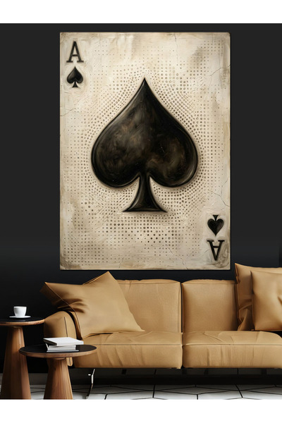 Artmeg Pânză decorativă Ace of Spades pe hârtie învechită - Masă din lemn MDF