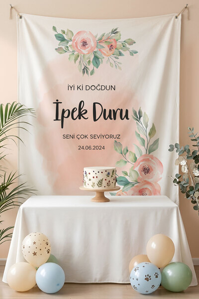 Homamia Kişiye Özel Doğum Günü Happy Birthday Duvar Örtüsü Duvar Halısı Birin...