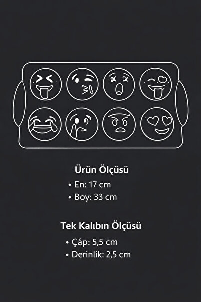 Nesto Home Emoji Şef 8'li Kek ve Çikolata Kalıbı