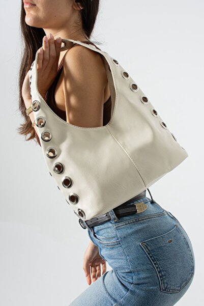 Night Γυναικεία τσάντα χεριών και ώμων Elena Model Cream