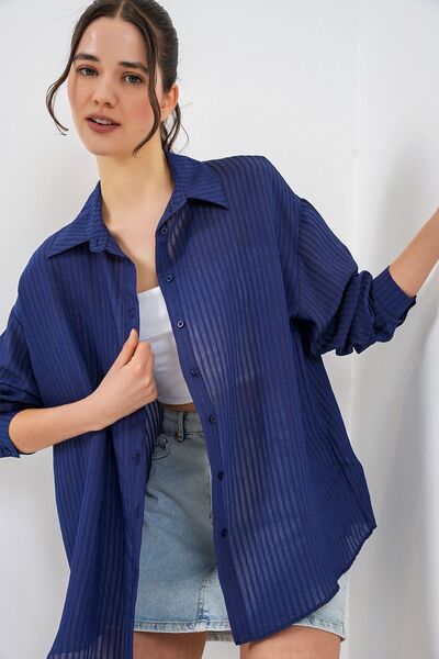 Hiccup Bdart Buttoned Transparent Long Sleeve Shirt