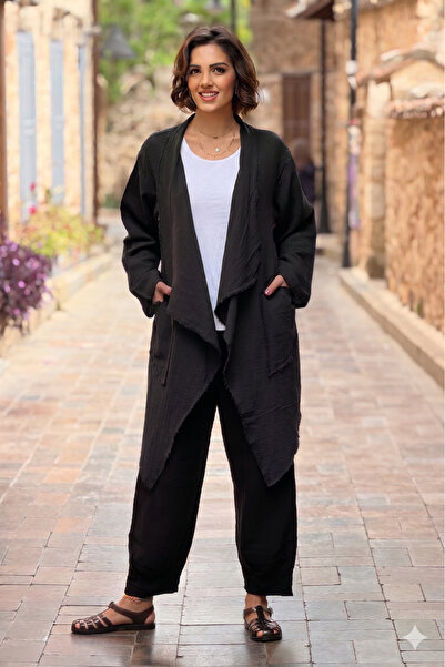 Nevin Kaya Moda Μαύρο μπουφάν μουσελίνας