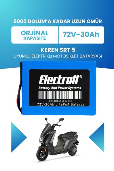 ELECTROLL Keren SRT 5 Batarya (Standart Kapasite) LiFePO4 72V 30Ah Elektrikli Motosiklet Bataryası