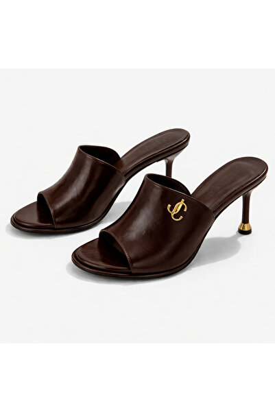 PATRON SHOES نعال نسائية ذات كعب رفيع بمظهر جلدي - نعال أنيقة للاستخدام اليوم...