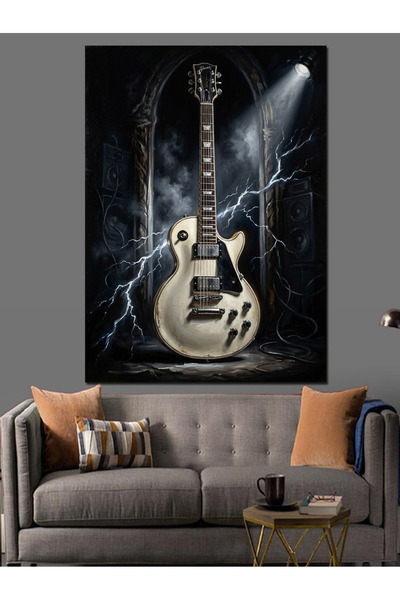 Artmeg Pânză decorativă cu artă muzicală pentru chitară electrică în fulger -...