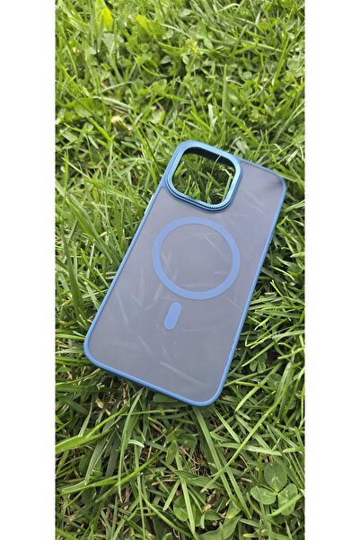 iPhone 15 Uyumlu Mat Megsafe Hafif Mavi Renkli Kılıf