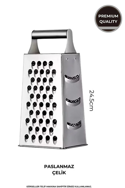 Motto Kitchen 4 Taraflı Büyük Boy Paslanmaz Çelik Rende Metal Saplı Rende