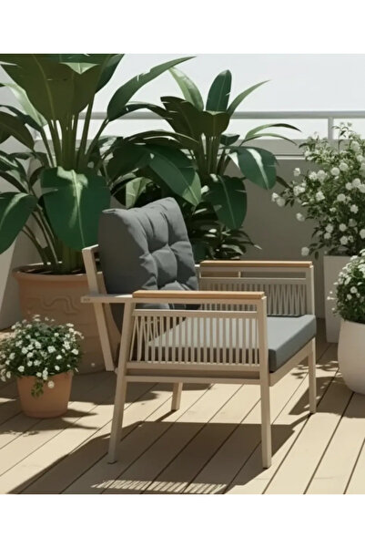 adımshops OPAL 1'li(ANTRASİT) Metal Gövde Balkon-bahçe-kafe,çay Seti,koltuk T...