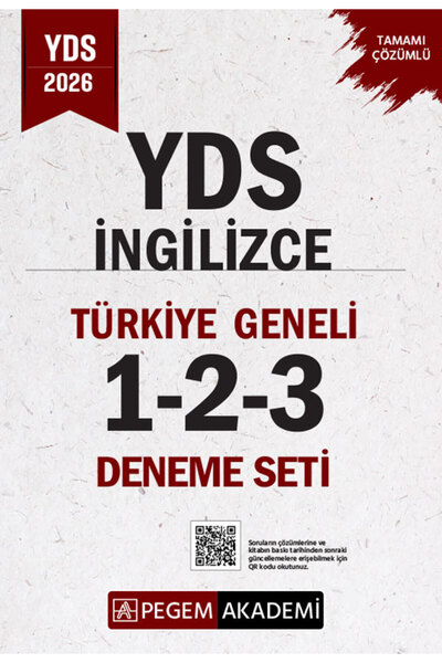 Pegem Akademi Yayıncılık 2026 YDS İngilizce Tamamı Çözümlü Türkiye Geneli 1-2...