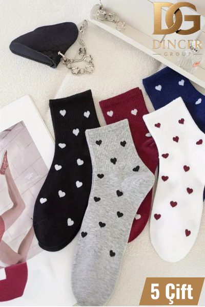 DINCERGROUP Dincer Group Women's 5 Pairs Premium Quality Minimal Heart Patter...