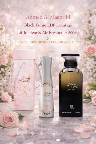 Ahmed Al Maghribi عطر بلاك فيوم EDP 100 مل + معطر جو ليتل هارتس 300 مل - مجمو...