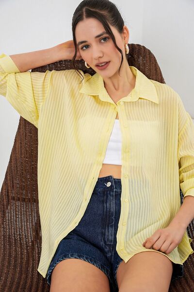 Hiccup Bdart Buttoned Transparent Long Sleeve Shirt