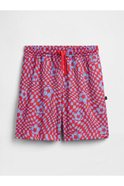 GAP Erkek Çocuk Kırmızı %100 Geri Dönüştürülmüş Pull-On Mesh Şort