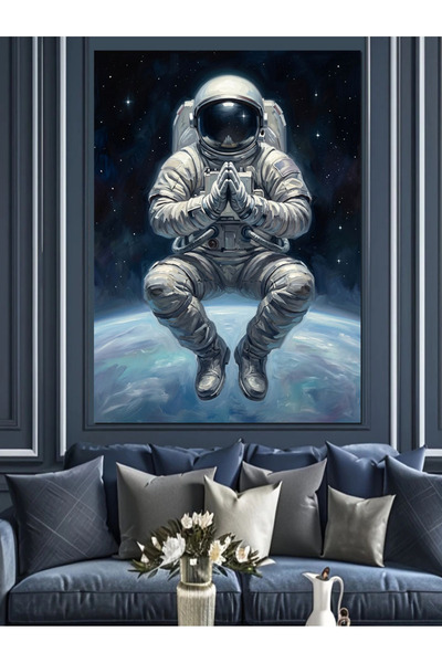 Artmeg Figurină decorativă din pânză cu astronaut care recită Coranul în spaț...