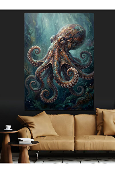 Artmeg Ilustrație cu caracatiță uriașă de mare adâncime - Pânză decorativă - ...
