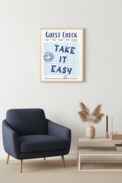 huhuli Ρετρό πίνακας με φυσικό ξύλινο πλαίσιο - Take It Easy Doodle Smiley | ...