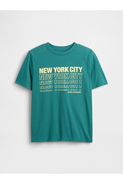 GAP Erkek Çocuk Yeşil Grafik Baskılı T-Shirt