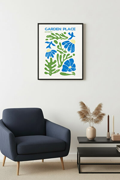 huhuli Ρετρό πίνακας με φυσικό ξύλινο πλαίσιο - Τροπικά λουλούδια και θαλάσσι...