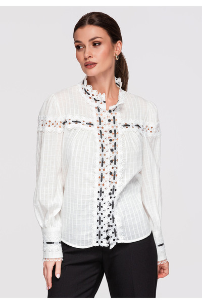 OMBRE Dámské Košile elegantní s krajkou OW-SH-E0009