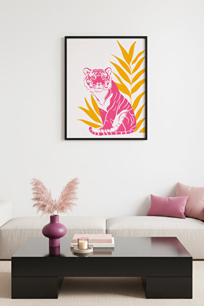huhuli Ρετρό ζωγραφική με θέμα τον Τίγρη με φυσικό ξύλινο πλαίσιο - Εικονογρά...