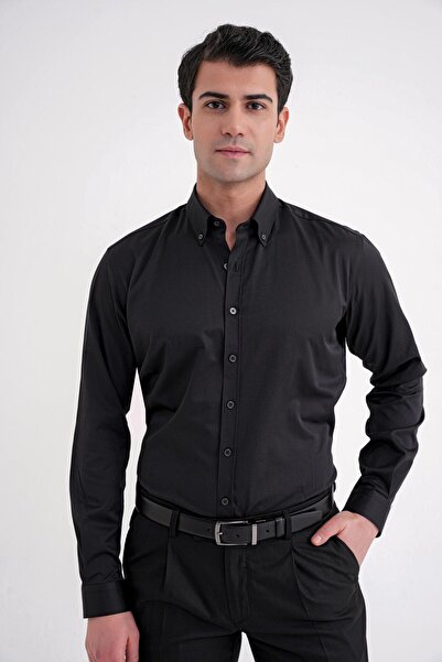Efor Men's Slim Fit Black Shirt Gk 754