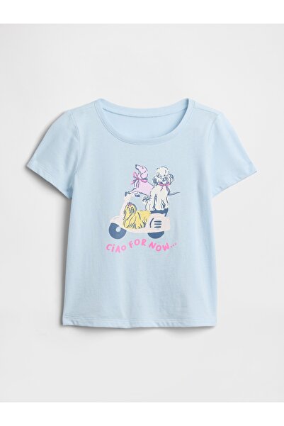 GAP Kız Bebek Açık Mavi Grafik Baskılı T-Shirt