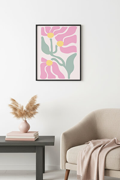 huhuli Tablou retro cu ramă din lemn natural - Model floral pastel |   huhu2753