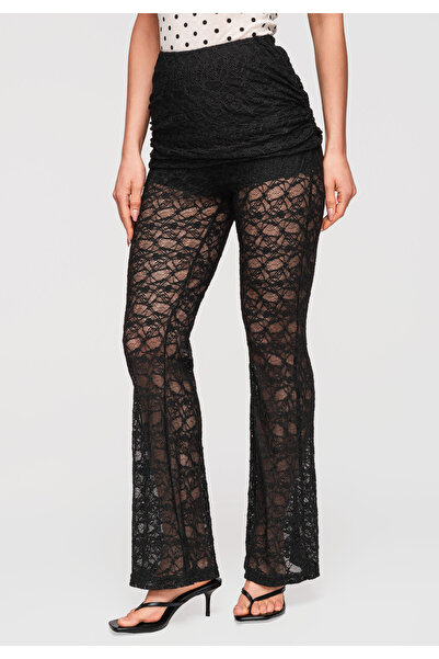 OMBRE Women's Long Lace Pants OW-PA-E0010 Black