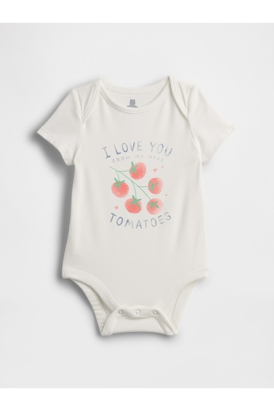 GAP Bebek Beyaz First Favorites Grafik Baskılı Bodysuit