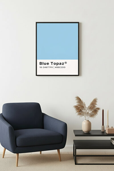 huhuli Ρετρό πίνακας με φυσικό ξύλινο πλαίσιο - Αφηρημένο σε μπλε αποχρώσεις ...