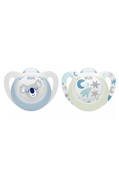 Nuk Σιλικονούχα Πιπίλα Star Ημέρας & Νύχτας 0-6 μηνών M1 Μπλε, Σετ 2 τεμαχίων