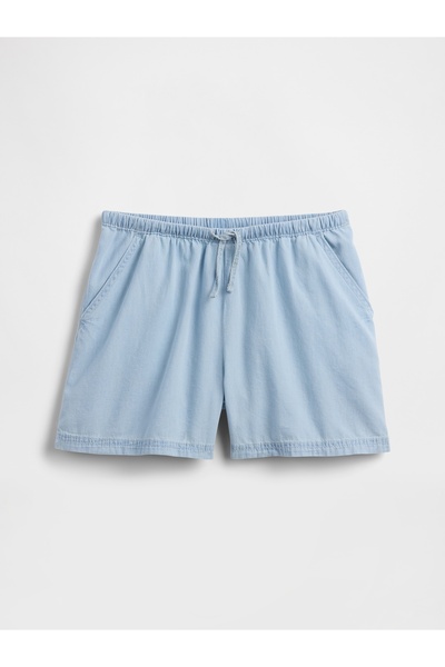 GAP Kız Çocuk Açık Mavi Relaxed Pull-On Keten Karışım Şort