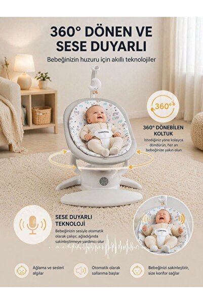 modabebekler Uzaktan Kumandalı Pilli Otomatik ve Manuel Sese Duyarlı 360 Dere...