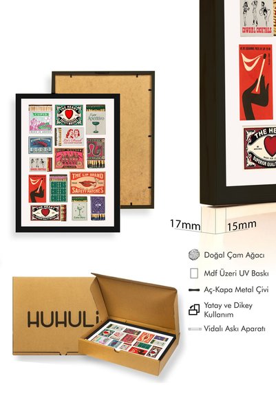 huhuli Black Wooden Framed Retro Painting - Vintage Party Themed |   Huhu2430 - Single Table Black Frame