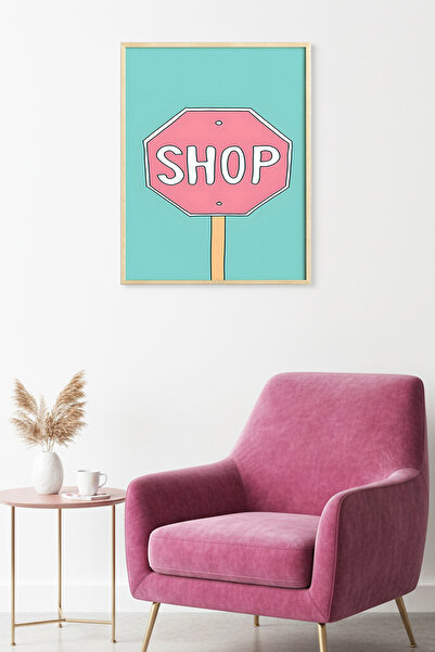 huhuli Τραπέζι με τυπογραφικά σχέδια με φυσικό ξύλινο πλαίσιο - Κατάστημα Pin...