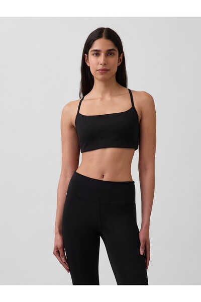GAP Kadın Siyah GapFit Düz Yarış Sırt Spor Sütyeni