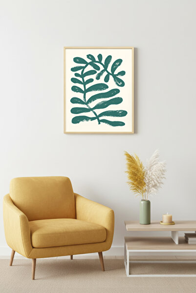 huhuli Ρετρό ζωγραφική με φύλλα σε φυσικό ξύλινο πλαίσιο - Ζωηρό βοτανικό πρά...