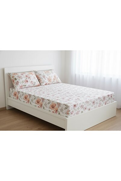 Vivense MAKİ HOME ÇİFT KİŞİLİK LASTİKLİ ÇARŞAF VE YASTIK KILIFI SETİ, ÇİÇEK D...