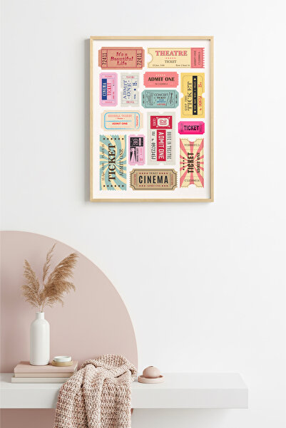 huhuli Επιτραπέζια διακόσμηση με εισιτήρια ρετρό κινηματογράφου με φυσικό ξύλ...