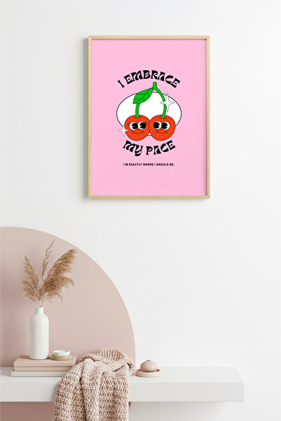 huhuli Πίνακας Pop Art Cherry με φυσικό ξύλινο πλαίσιο - Ρετρό σχέδιο |   huh...